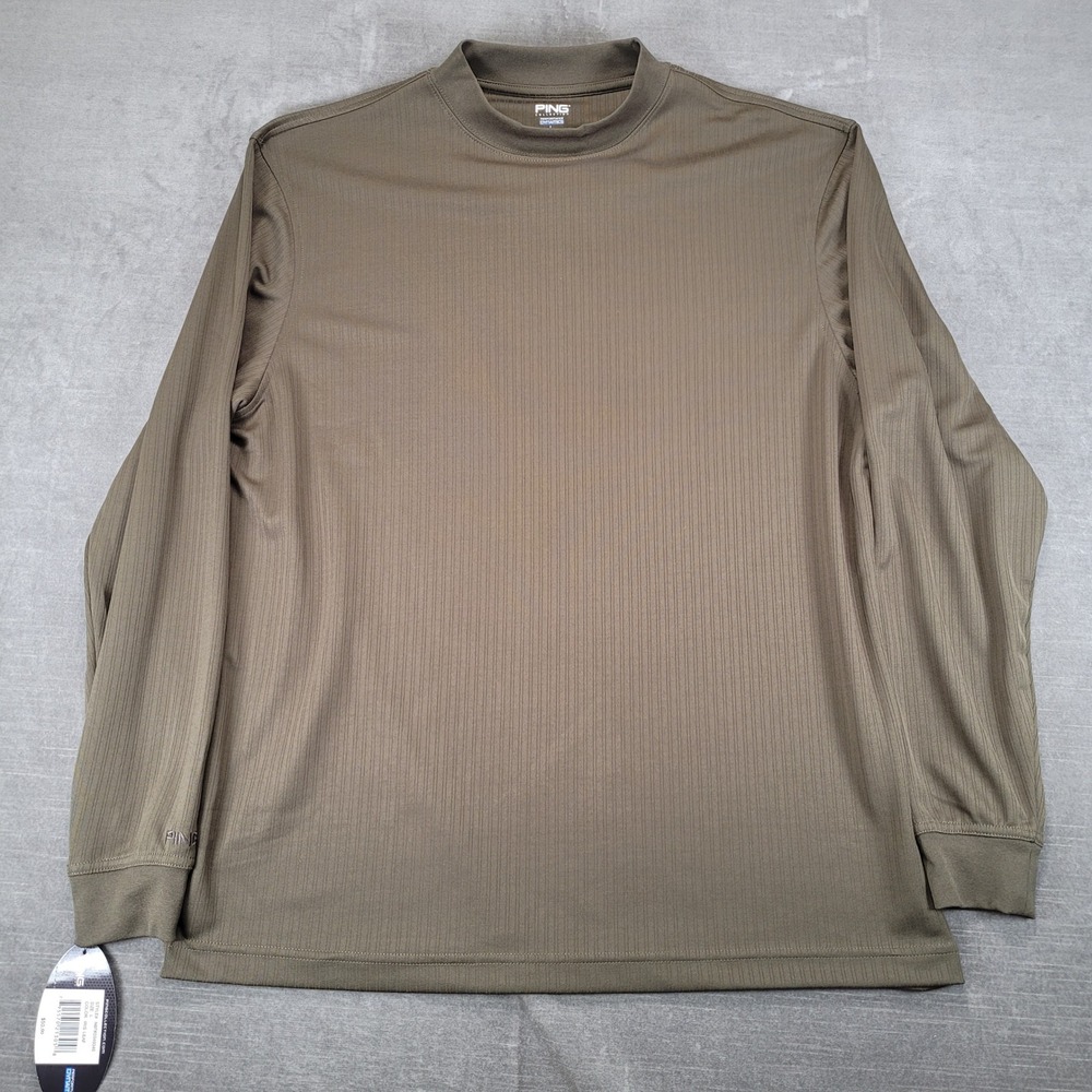 Ping Collection Performance Dynamics Mens Large Olive Green Mock Neck Golf Shirt